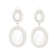 Load image into Gallery viewer, Clip On Silver Medium Pearl Halo Earring for Women
