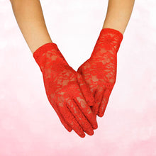 Load image into Gallery viewer, Red Lace Short Formal Gloves DST for Women
