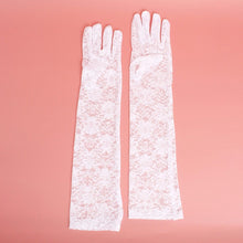 Load image into Gallery viewer, White Lace Long Formal Bridal Gloves for Women
