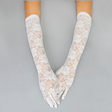 Load image into Gallery viewer, White Lace Long Formal Bridal Gloves for Women
