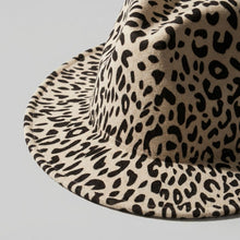 Load image into Gallery viewer, Fedora Beige Ivory With Black Leopard Print Hat
