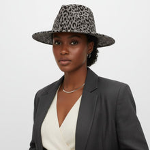 Load image into Gallery viewer, Fedora Gray with Black Leopard Print Hat
