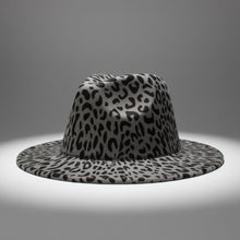 Load image into Gallery viewer, Fedora Gray with Black Leopard Print Hat
