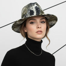 Load image into Gallery viewer, Fedora Olive Green and Black Graffiti Tie Dye Hat
