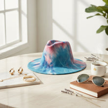 Load image into Gallery viewer, Fedora Blue and Pink Tie Dye Fashion Hat for Women
