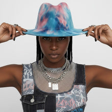 Load image into Gallery viewer, Fedora Blue and Pink Tie Dye Fashion Hat for Women
