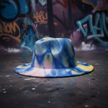 Load image into Gallery viewer, Fedora Blue Pink Yellow Tie Dye Fashion Hat for Women
