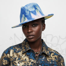 Load image into Gallery viewer, Fedora Blue Pink Yellow Tie Dye Fashion Hat for Women
