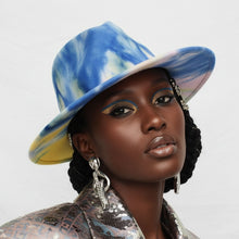 Load image into Gallery viewer, Fedora Blue Pink Yellow Tie Dye Fashion Hat for Women
