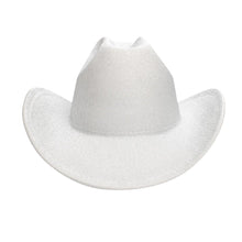 Load image into Gallery viewer, Cowboy Hat White Glittery Silver Rodeo Style
