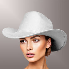 Load image into Gallery viewer, Cowboy Hat White Metallic Finish Fashion Hat
