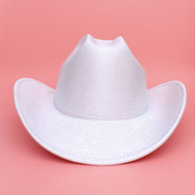 Load image into Gallery viewer, Cowboy Hat White Metallic Finish Fashion Hat
