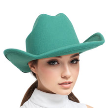 Load image into Gallery viewer, Cowboy Hat Green Felt Western Fashion Hat
