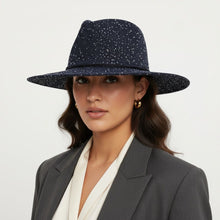 Load image into Gallery viewer, Cowboy Hat Navy Blue Sequin Embroidery Panama Hat
