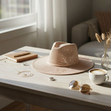 Load image into Gallery viewer, Cowboy Hat Pale Pink Sequin Embroidery Panama Hat
