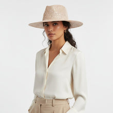 Load image into Gallery viewer, Cowboy Hat Pale Pink Sequin Embroidery Panama Hat
