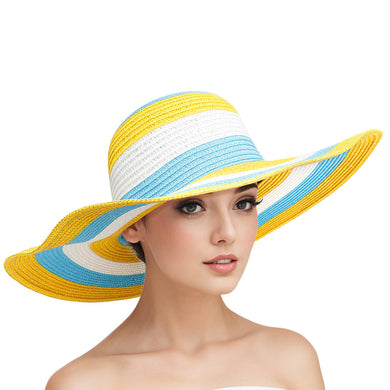 Straw Hat Vogue Multicolor Striped Wide Brim Hat