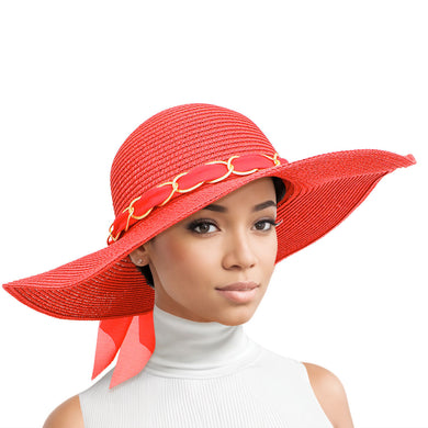Straw Hat Classy Red Bow DST Chapeau for Women