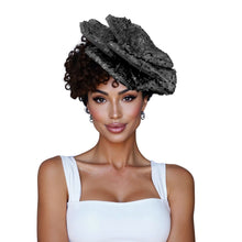 Load image into Gallery viewer, XL Flower Black Sequin Hair Clip Headband Brooch

