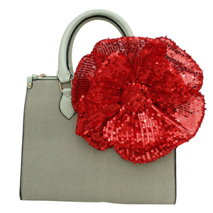 XL Flower Red Sequin Hair Clip Headband Brooch