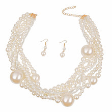 Load image into Gallery viewer, Cream Pearl Twisted Necklace Set
