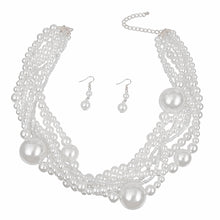 Load image into Gallery viewer, White Pearl Twisted Necklace Set
