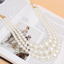 Load image into Gallery viewer, Pearl Necklace Cream Bubble Gum 3 Layer for Women
