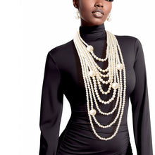 Load image into Gallery viewer, Long Layered Strand Cream Pearl Set
