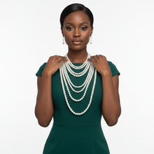 Load image into Gallery viewer, Long Cream Pearl 8 Strand Layered Classic Necklace
