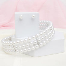 Load image into Gallery viewer, Choker Timeless White Pearl 3 Row Necklace
