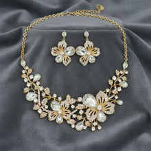 Load image into Gallery viewer, Gold Floral Intricate Crystal Collar Necklace
