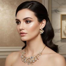 Load image into Gallery viewer, Gold Floral Intricate Crystal Collar Necklace
