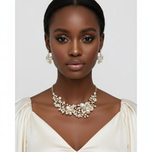 Load image into Gallery viewer, Gold Floral Intricate Crystal Collar Necklace
