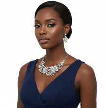 Load image into Gallery viewer, Silver Floral Intricate Crystal Collar Necklace
