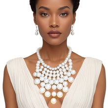 Load image into Gallery viewer, Bib White Pearl Vintage Bib Drop Necklace Set
