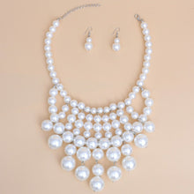 Load image into Gallery viewer, Bib White Pearl Vintage Bib Drop Necklace Set
