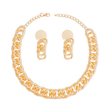 Load image into Gallery viewer, Chain Necklace Gold Double Curb Link Set Women
