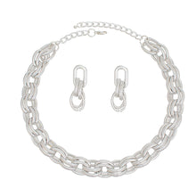 Load image into Gallery viewer, Chain Necklace Silver Double Oval Link Set Women
