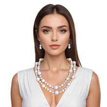 Load image into Gallery viewer, Necklace Silver Metallic Pearl Bead 2 Strand Set
