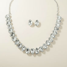 Load image into Gallery viewer, Silver Teardrop Crystals Gemstone Collar Necklace
