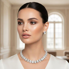 Load image into Gallery viewer, Silver Teardrop Crystals Gemstone Collar Necklace
