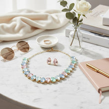 Load image into Gallery viewer, Pastel Teardrop Crystals Gemstone Collar Necklace
