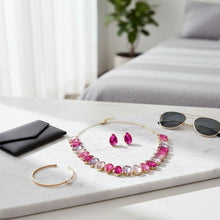 Load image into Gallery viewer, Blush Teardrop Crystals Gemstone Collar Necklace
