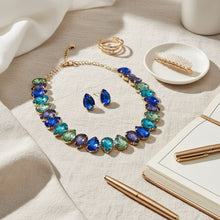 Load image into Gallery viewer, Ocean Teardrop Crystals Gemstone Collar Necklace
