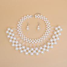 Load image into Gallery viewer, Bib White Pearl Vintage Collar Necklace Set Women
