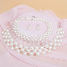 Load image into Gallery viewer, Bib White Pearl Vintage Collar Necklace Set Women
