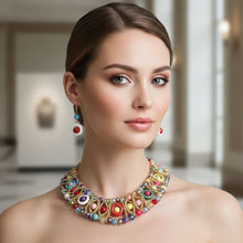Load image into Gallery viewer, Multicolor Glass Bead Woven Collar Bib Necklace
