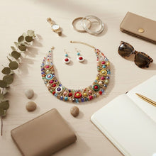 Load image into Gallery viewer, Multicolor Glass Bead Woven Collar Bib Necklace
