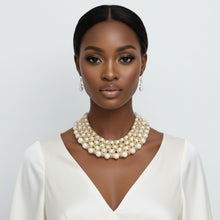 Load image into Gallery viewer, Cream Pearl Woven Collar Bib Boutique Necklace
