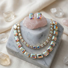 Load image into Gallery viewer, Aurbo Emerald Cut Crystal 2 Row Necklace Set
